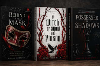design fantasy book cover and psychological crime thriller book cover for kindle