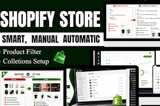setup shopify smart collections, collection SEO, navigation and product filters
