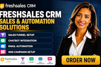 setup freshsales crm sales funnel chatbot email automation sms campaign