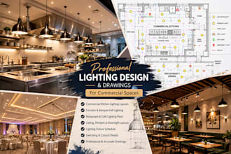 lightening plan, design for commercial kitchen