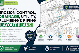 design erosion control, drainage, utility, plumbing, and piping layout plans