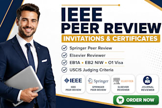 provide ieee and springer journal peer review invites and certificates for eb1a