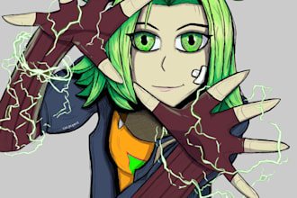 draw stylized 2d character art, fan art or custom avatar