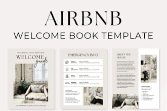 design airbnb welcome book, vacation rental guidebook, house manual