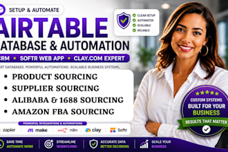 setup airtable database automation CRM softr web app clay com expert