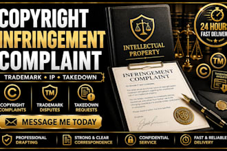 draft a copyright trademark infringement complaint and takedown letter