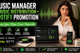 be music manager, music distributor, organic spotify music promotion expert
