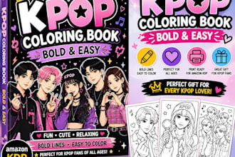 design kpop coloring book cover design bold and easy coloring book for amazon