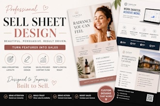 design sell sheet and bok designs on canva
