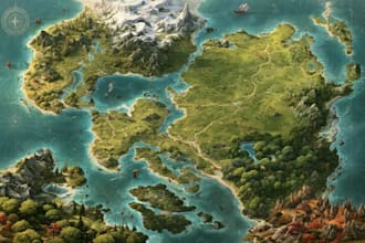 draw high quality professional fantasy map for dnd campaign