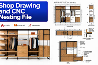 fabrication ready shop drawing and cnc nesting files for custom wood metal work