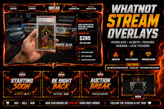 create animated whatnot stream overlays, alerts, webcam frames and tickers