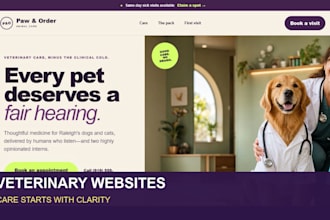design a modern veterinary website for clinics and pet care