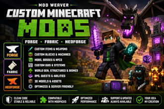 develop custom minecraft forge mod, fabric mod and neoforge for you