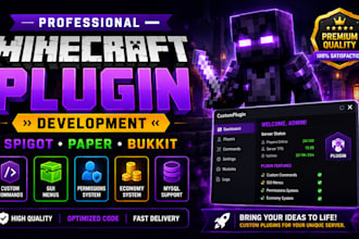 develop custom minecraft plugins for spigot, paper and bukkit