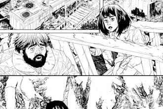 draw a comic book page illustration or webtoon episodes