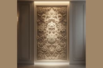 design 3d bas relief, 3d wall art, decorative panel stl for cnc