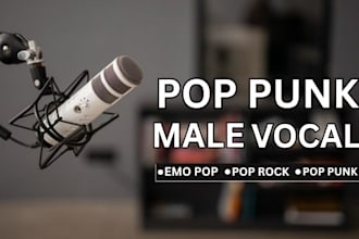sing raspy male vocals for your pop punk, emo, pop rock alt, rock song songs