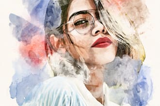 draw a watercolor portrait, sketch from photos