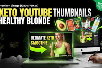 design catchy keto diet fitness gym aesthetic youtube thumbnail in 2 hours