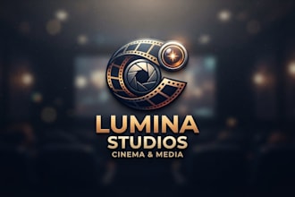 design a creative celluloid film logo for media and cinema brands