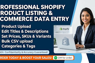 do shopify product data entry and ecommerce product listing