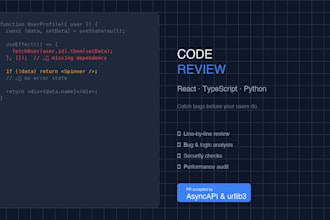 react, typescript, and python code review