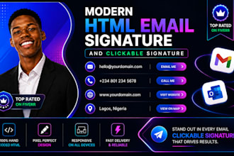 design a modern HTML email signature and clickable signature