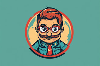 illustrate retro fun cartoon vintage character mascot