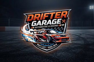 design a dynamic drift logo for automotive and racing brand