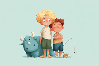 draw a cute and funny cartoon illustration