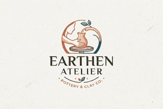 design a creative pottery and clay logo for your brand