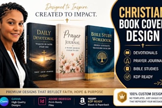 design christian book cover for devotional, prayer journal and KDP