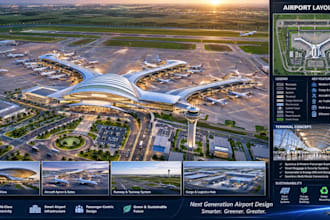 create 3d airport designs, airport layouts, and airport concepts