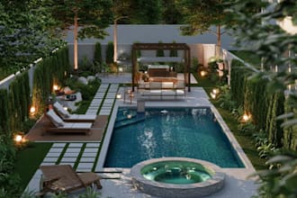do landscape garden design, backyard, pool, patio