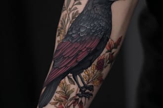 do floral and minimalist tattoo design