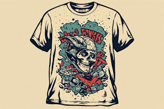 make professional vintage retro t shirt drawn illustration