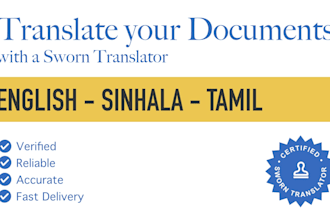 translate documents to and from english, sinhala and tamil