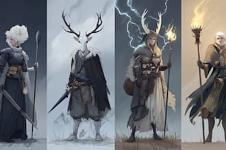 draw dnd character design and illustration