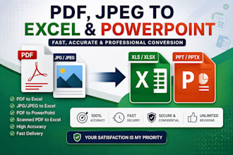 convert pdf , jpeg file to excel and powerpoint presentation