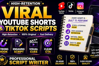 write engaging youtube shorts, tiktok and reels scripts