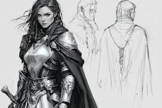 do fantasy character sketch for you