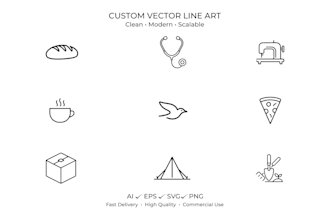 create custom business and UI line icons in vector format