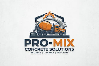 design a professional concrete mixer logo for your business