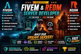 be your fivem server developer, redm server developer, redm vorp server