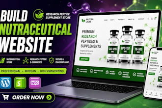 build nutraceutical website, research peptide supplement ecommerce store design