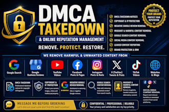 remove fb,instagram,tiktok,yt,article,amazon,shopify,google negative links dmca