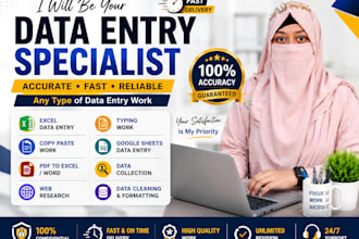 do accurate data entry, excel and typing, web research, copy pest