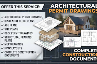 create architectural permit drawings, 2d floor plans, cad plans and site plans
