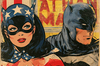 draw character vintage illustration, retro comic art